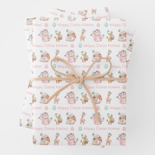 Personalisierter Name Osterverpackungspapierblätte Geschenkpapier Set (Beispiel)