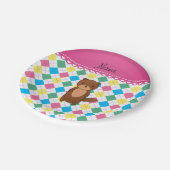 Personalisierter Name Otter Regenbogen Raute Pappteller (Schrägansicht)