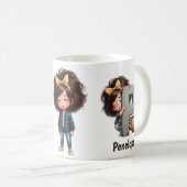Personalisierter Name & P Verschlafener Morgen Kar Kaffeetasse (VorderseiteRechts)
