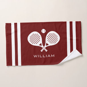 Personalisierter Name Padel Tennis Dunkle rote Str Handtuch