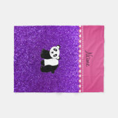 Personalisierter Name Panda indigo lila Glitzer Fleecedecke (Vorderseite (Horizontal))