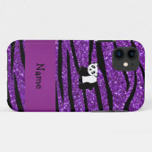 Personalisierter Name Panda lila Glitzer zebra Case-Mate iPhone Hülle (Rückseite (Horizontal))