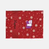 Personalisierter Name Panda Rote Schneeflocken Fleecedecke (Vorderseite (Horizontal))