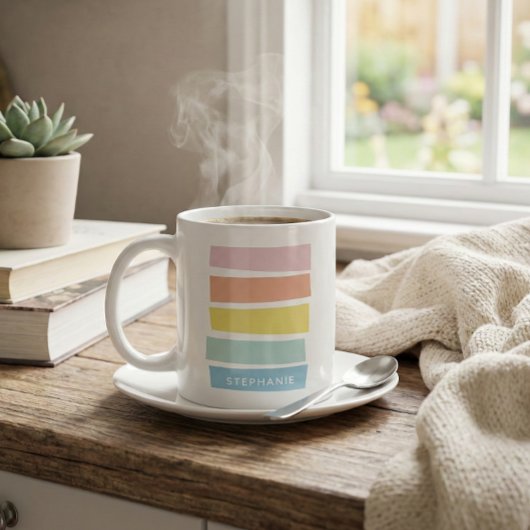 Personalisierter Name Pastel Geometric Simple Chic Kaffeetasse