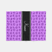 Personalisierter Name Pastel lila Herzen und Pfote Fleecedecke (Vorderseite (Horizontal))