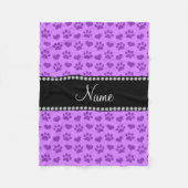 Personalisierter Name Pastel lila Herzen und Pfote Fleecedecke (Vorderseite)