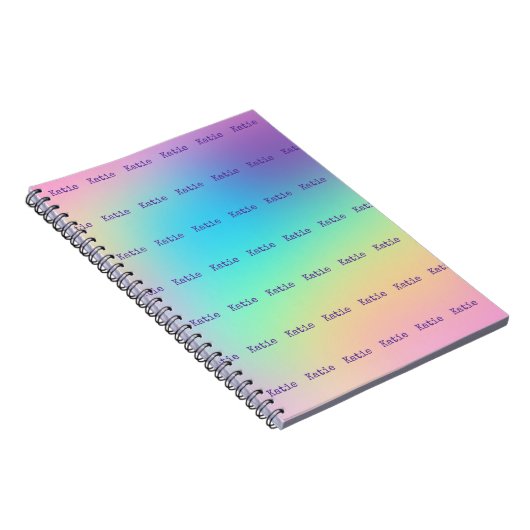 Personalisierter Name Pastel Rainbow Gradient Note Notizblock (Rechte Seite)