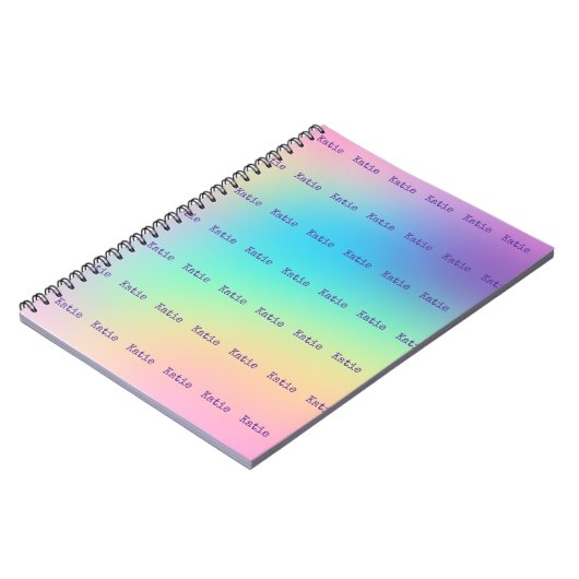 Personalisierter Name Pastel Rainbow Gradient Note Notizblock (Linke Seite)