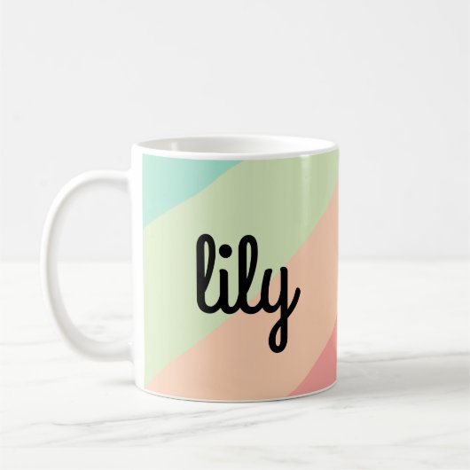 Personalisierter Name Pastell Rainbow Custom Gift Kaffeetasse (Links)