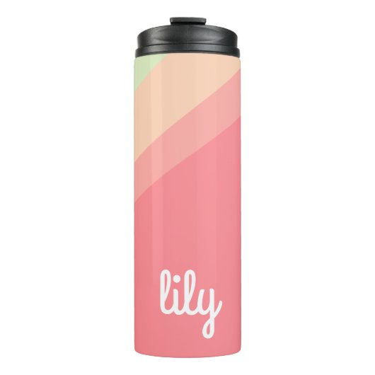 Personalisierter Name Pastell Rainbow Custom Gift Thermosbecher (Vorderseite)