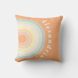 Personalisierter Name Pastell Rainbow Retro Kissen