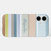 Personalisierter Name Pastell Stripes Modernes Blu Case-Mate iPhone Hülle (Rückseite (Horizontal))