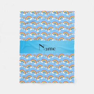 Personalisierter Name Pastellblauer Regenbogen Mus Fleecedecke