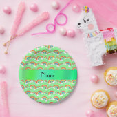 Personalisierter Name pastellgrüne Regenbogen Pappteller (Party)