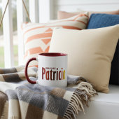 Personalisierter Name "Patricia" in Rot, Gelb Blau Tasse