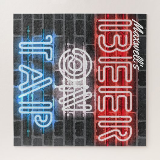 Personalisierter Name Patriotic Beer Sign Brewery Puzzle (Horizontal)