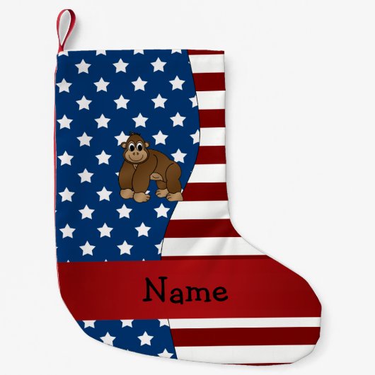Personalisierter Name Patriotic Gorilla Kleiner Weihnachtsstrumpf (Vorderseite)