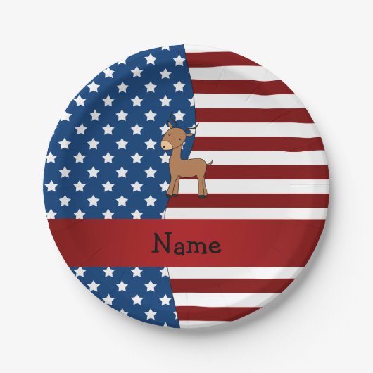 Personalisierter Name Patriotic impala Pappteller (Vorderseite)