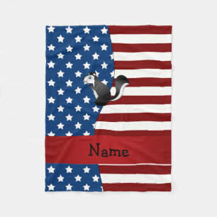 Personalisierter Name Patriotic skunk Fleecedecke
