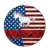 Personalisierter Name Patriotic unicorn Dartscheibe (vorne)