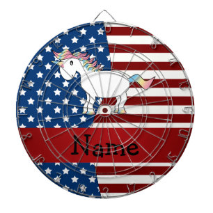 Personalisierter Name Patriotic unicorn Dartscheibe