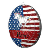 Personalisierter Name Patriotic unicorn Dartscheibe (Vorderseite rechts)
