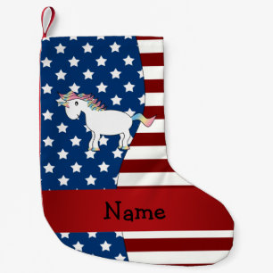 Personalisierter Name Patriotic unicorn Kleiner Weihnachtsstrumpf