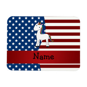 Personalisierter Name Patriotic unicorn Magnet