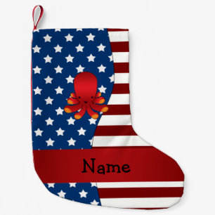 Personalisierter Name Patriotischer Oktopus Kleiner Weihnachtsstrumpf
