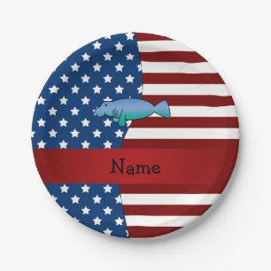 Personalisierter Name Patriotisches Herrenhaus Pappteller