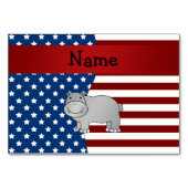 Personalisierter Name Patriotisches Hippo Tischnummer (Rückseite)