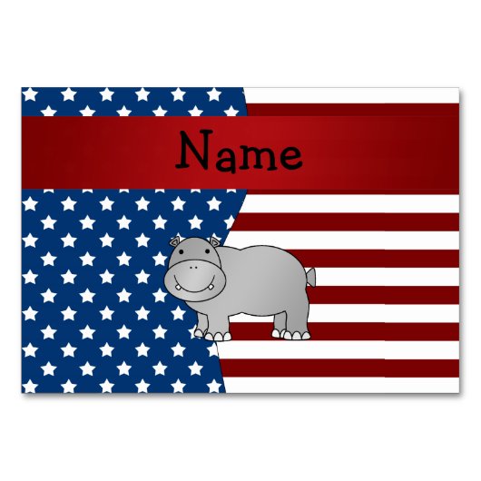 Personalisierter Name Patriotisches Hippo Tischnummer (Vorderseite)