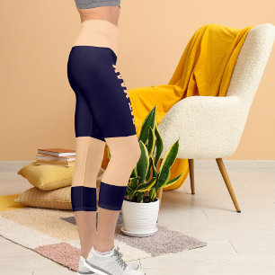 Personalisierter Name Peach Blue High Waisted Capr Capri Leggings