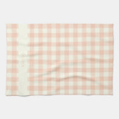 Personalisierter Name Peach Gingham Karo Kariert R Geschirrtuch (Horizontal)
