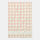 Personalisierter Name Peach Gingham Karo Kariert R Geschirrtuch (Vertikal)