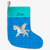 Personalisierter Name Pegasus blauer griechischer  Kleiner Weihnachtsstrumpf (Vorderseite)