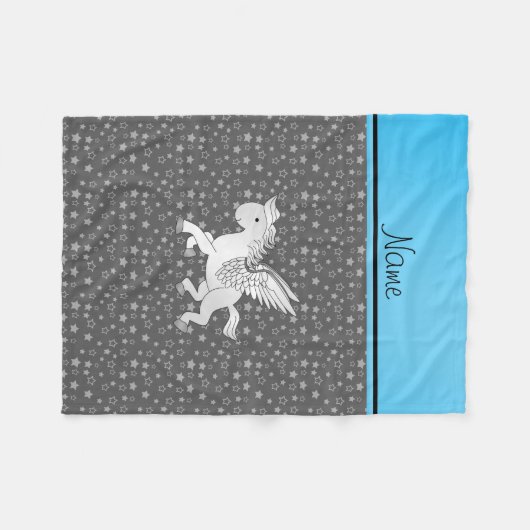 Personalisierter Name Pegasus graue Sterne Fleecedecke (Vorderseite (Horizontal))