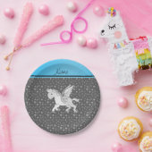 Personalisierter Name Pegasus graue Sterne Pappteller (Party)