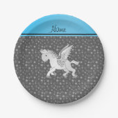 Personalisierter Name Pegasus graue Sterne Pappteller (Vorderseite)