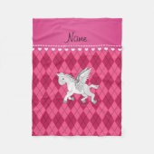 Personalisierter Name Pegasus pink Raute Fleecedecke (Vorderseite)