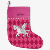 Personalisierter Name Pegasus pink Raute Kleiner Weihnachtsstrumpf (Vorderseite)