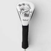 Personalisierter Name Pelican auf einem Palmenbaum Golf Headcover (Vorderseite)