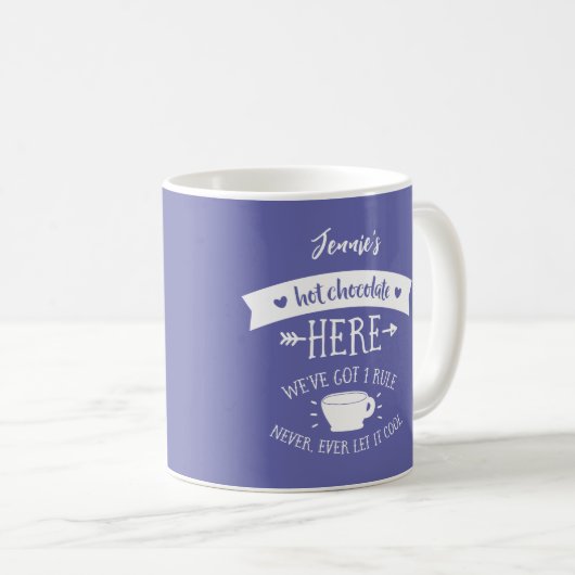 Personalisierter Name Periwinkle Hot Chocolate Tas Kaffeetasse (VorderseiteRechts)