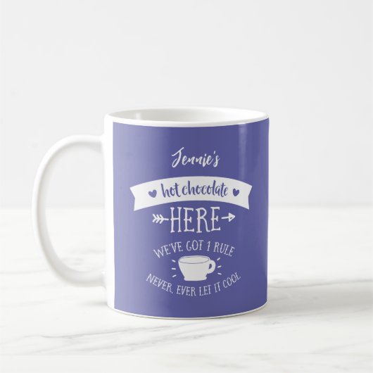 Personalisierter Name Periwinkle Hot Chocolate Tas Kaffeetasse (Links)