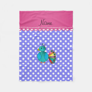 Personalisierter Name Pfau Licht lila Polka Punkte Fleecedecke