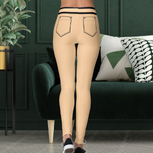 Personalisierter Name Pfirsich und schwarze Streif Leggings