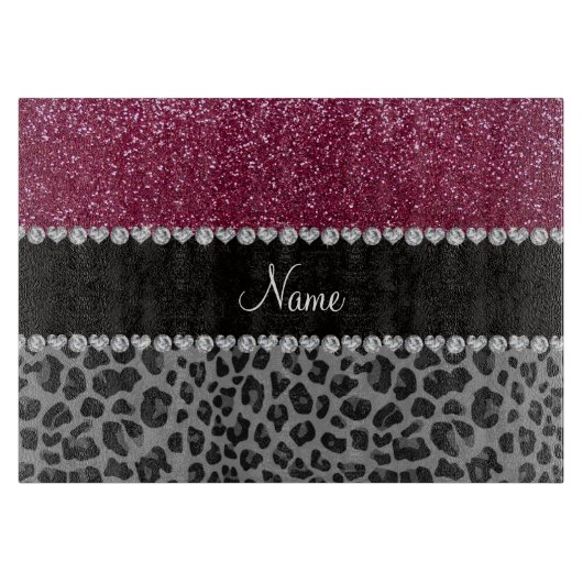 Personalisierter Name Pflaume Glitzer Schneidebrett (Vorderseite)