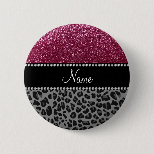 Personalisierter Name Pflaume Glitzer schwarzer Le Button (Vorderseite)
