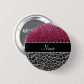 Personalisierter Name Pflaume Glitzer schwarzer Le Button (Vorne & Hinten)