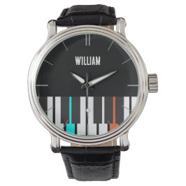 Personalisierter Name Piano Keyboard Musician Armbanduhr
